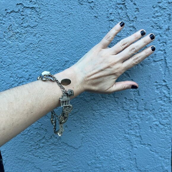 Vintage Charm Bracelet Sterling Silver European Vacation Jewelry 1950s charms - Picture 7 of 7